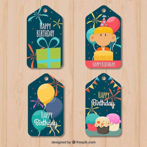 Download Free Vector | Pretty birthday tags