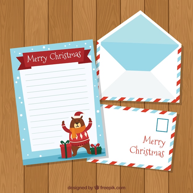 Pretty Christmas Card With Envelope Free Vector