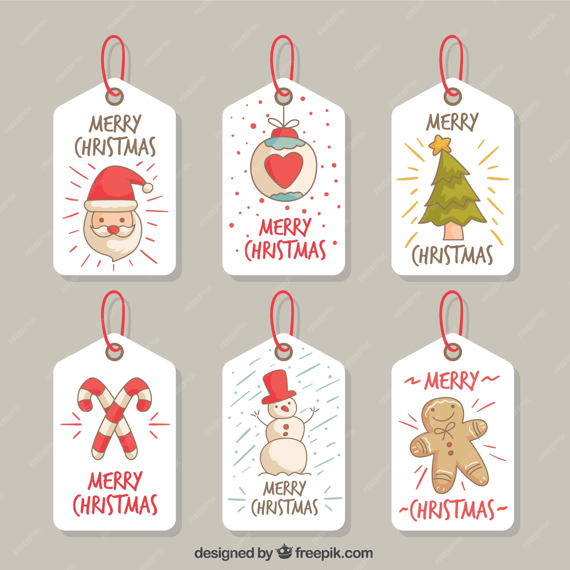 Free Vector | Pretty christmas tags with drawings