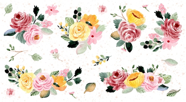 Download Pretty flower arrangement watercolor collection Vector ...