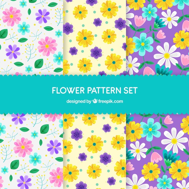 free-vector-pretty-flowers-patterns-collection-in-flat-style