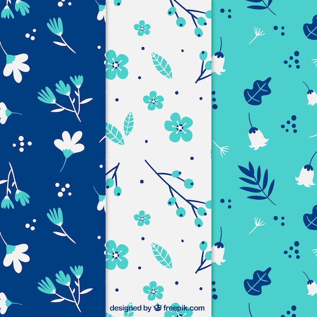 Pretty flowers patterns collection in flat style