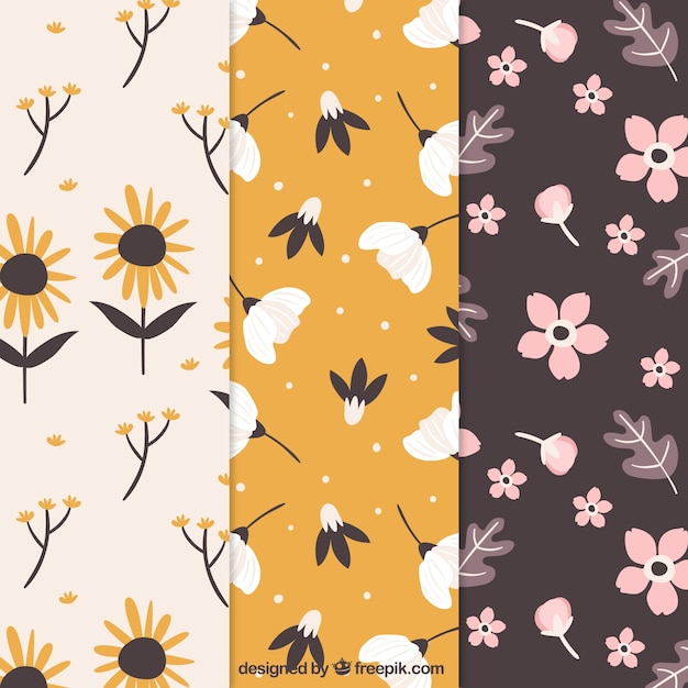 Pretty flowers patterns collection in flat
style