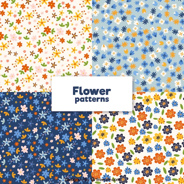 Pretty flowers patterns collection in flat\
style