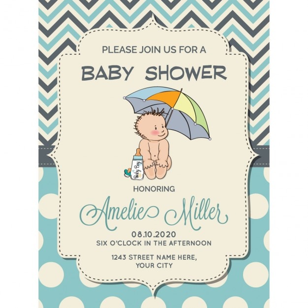 Download Pretty invitation for baby shower Vector | Free Download