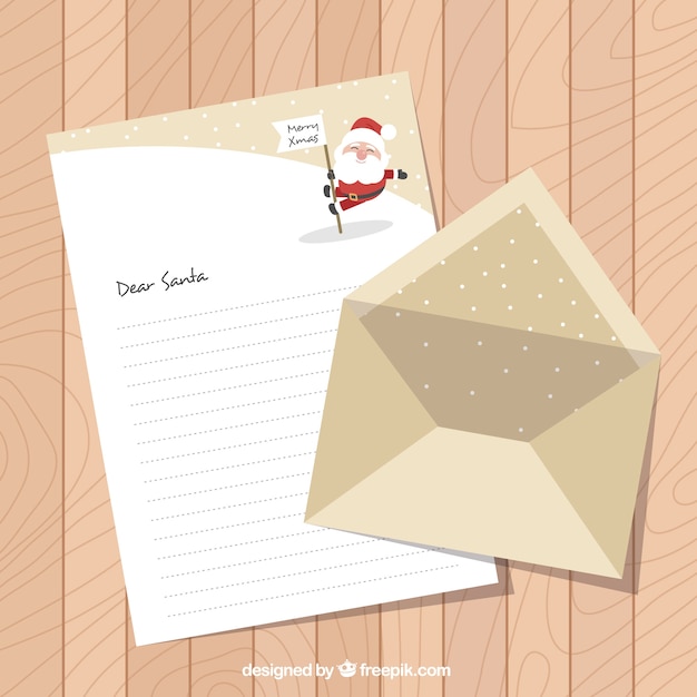Pretty Letter For Santa Claus With Envelope Free Vector