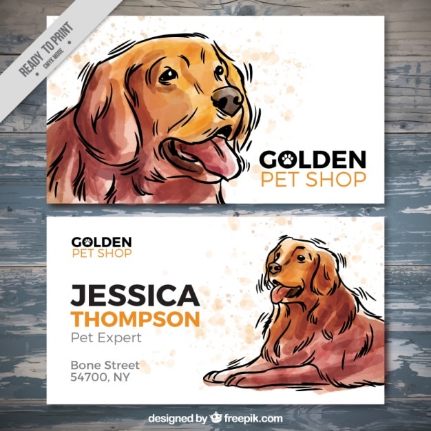 Pretty pet store card with watercolor\
dog
