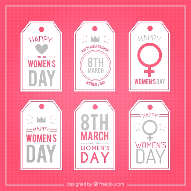 Pretty pink women's day tag collection Vector Free Download