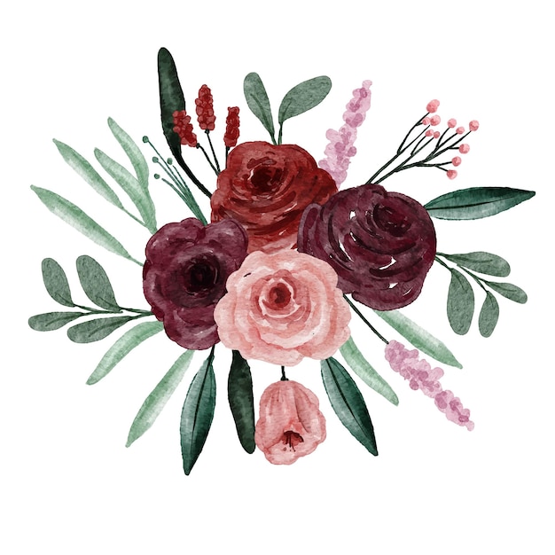 Premium Vector | Pretty red burgundy floral arrangement