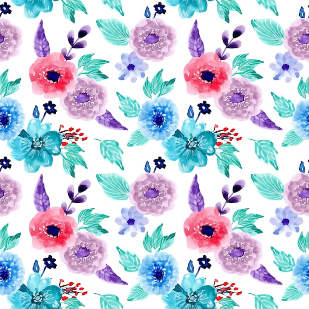 Premium Vector | Pretty seamless pattern with watercolor flower