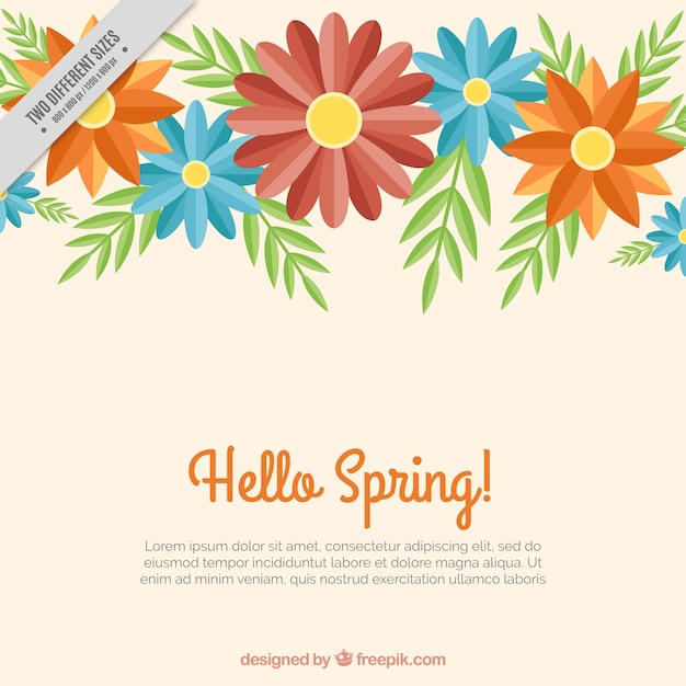 Pretty spring background with flowers in flat
design