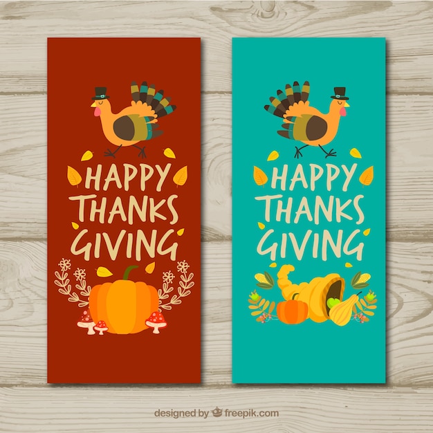 Pretty thanksgiving banners with turkey