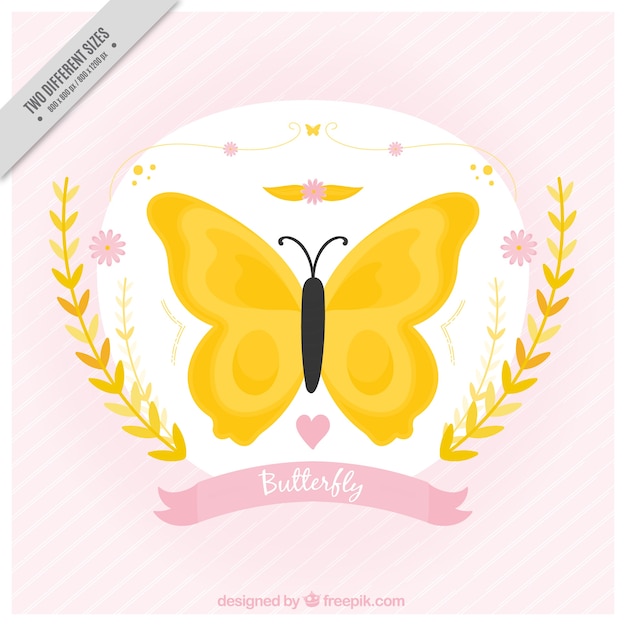 Pretty vintage background of yellow
butterfly