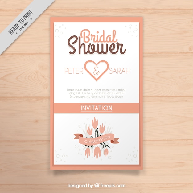 Free Vector Pretty Vintage Bridal Shower Party Invitation