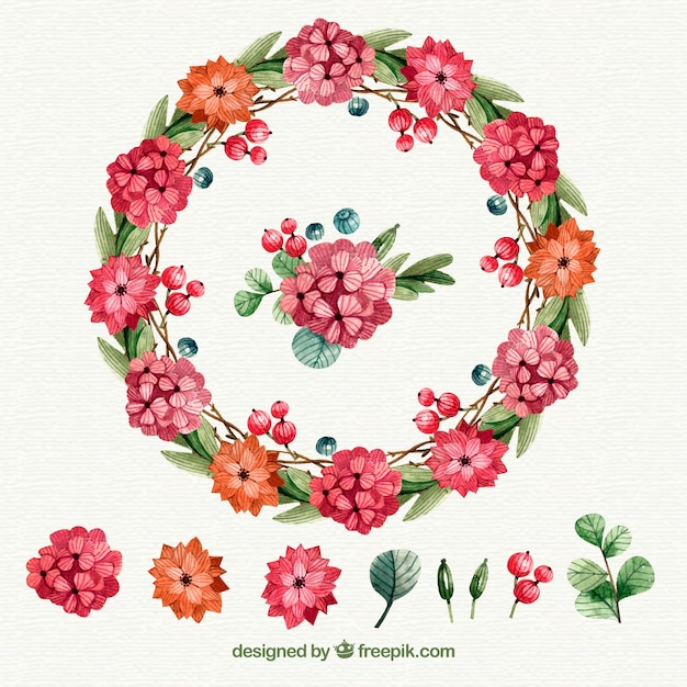 Download Pretty watercolor floral wreath Vector | Free Download