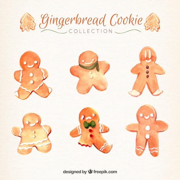 Free Vector Pretty Watercolor Gingerbread Cookies