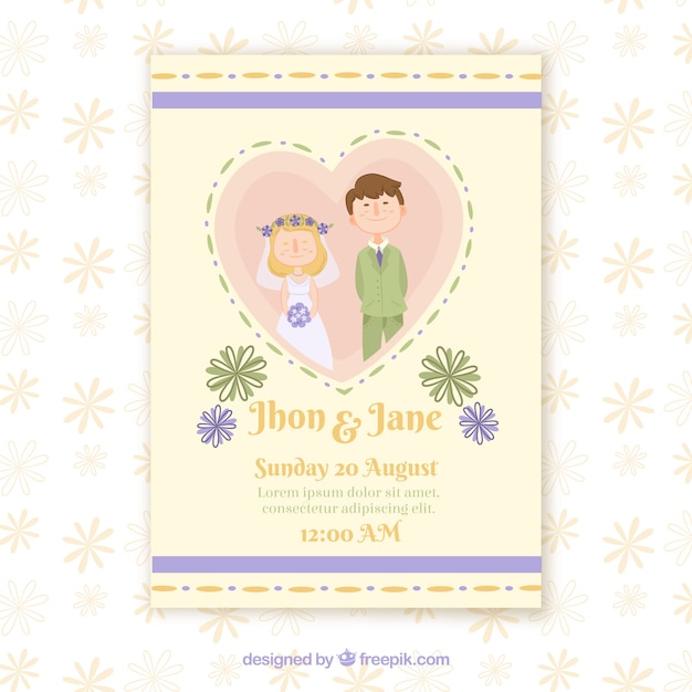 Download Free Vector | Pretty wedding invitation template with ...