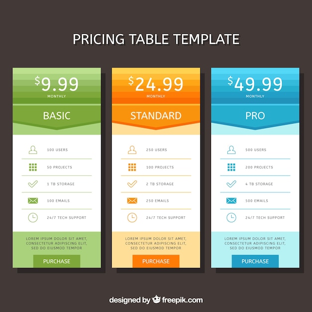 Free Vector Price banners with different rates