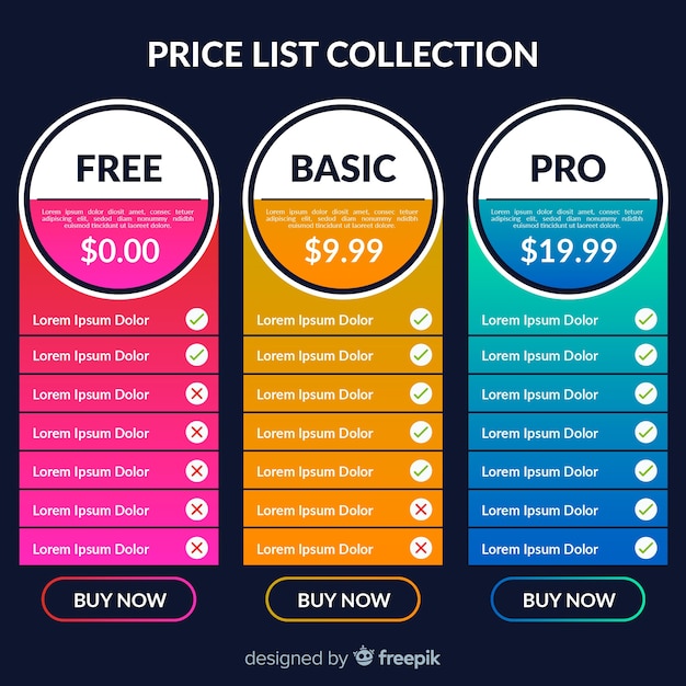 free-vector-price-list-collection