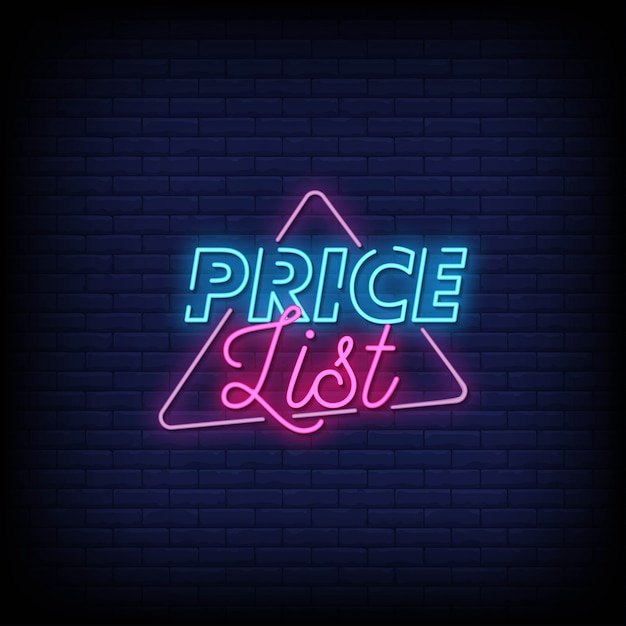 Premium Vector Price list neon signs style text