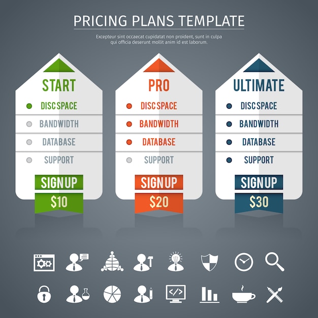Free Vector Pricing plan template