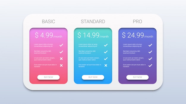 Pricing table template for web Premium Vector