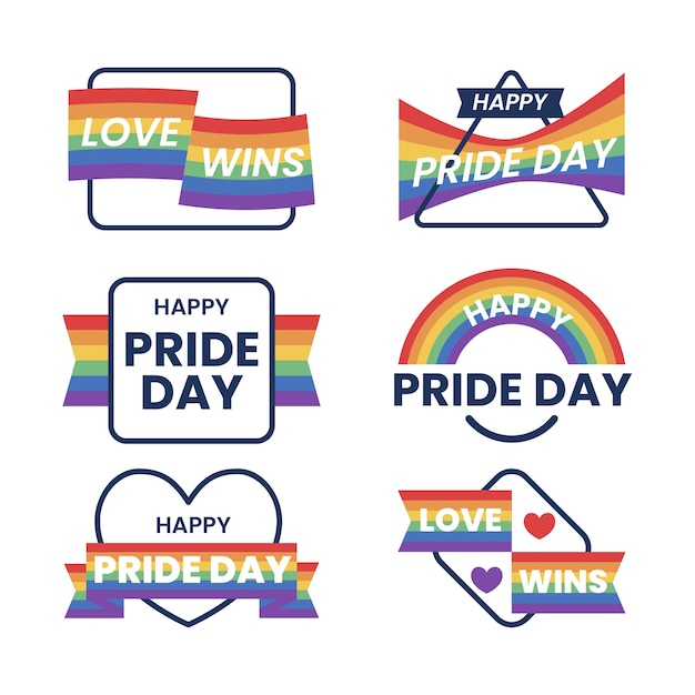 Download Free Vector | Pride day badges with flag pack