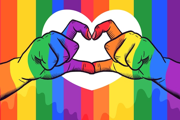 hands in prayer gay pride colors 2023