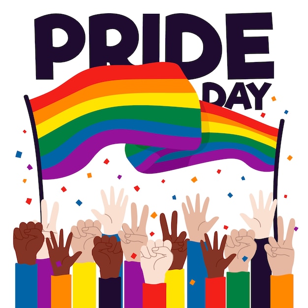 Pride day event with rainbow flag theme | Free Vector