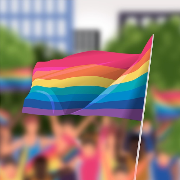 Pride day flag on blurred background