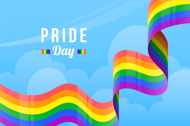 Free Vector | Pride day flag ribbon in sky wallpaper