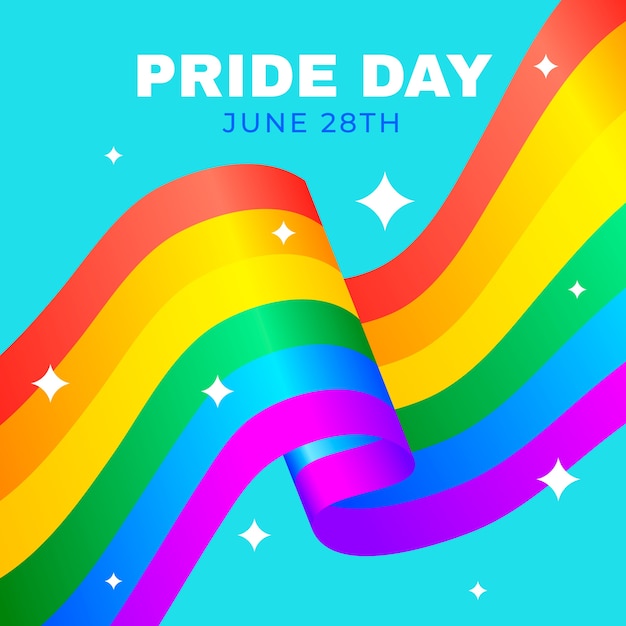 Download Pride day flag with date | Free Vector