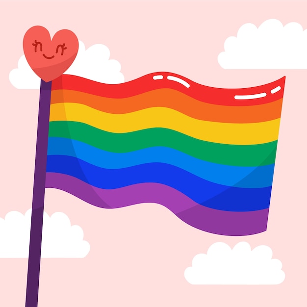 Download Pride day flag with heart background | Free Vector