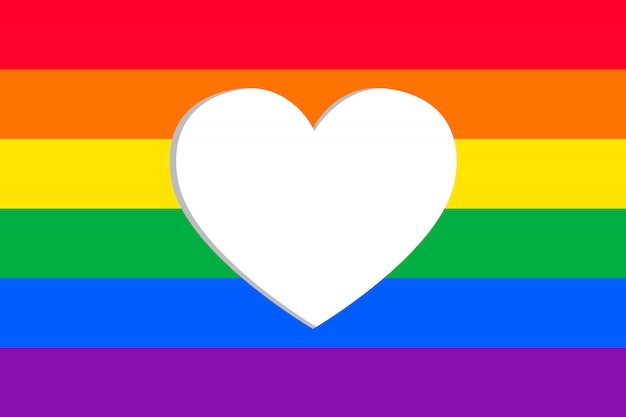 Pride day flag with heart frame Free Vector