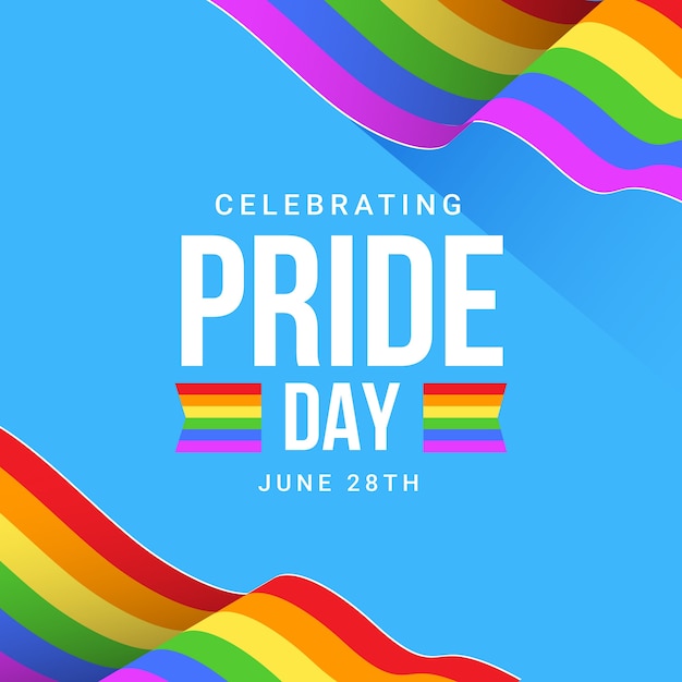 Download Pride day illustration of rainbow flag | Free Vector