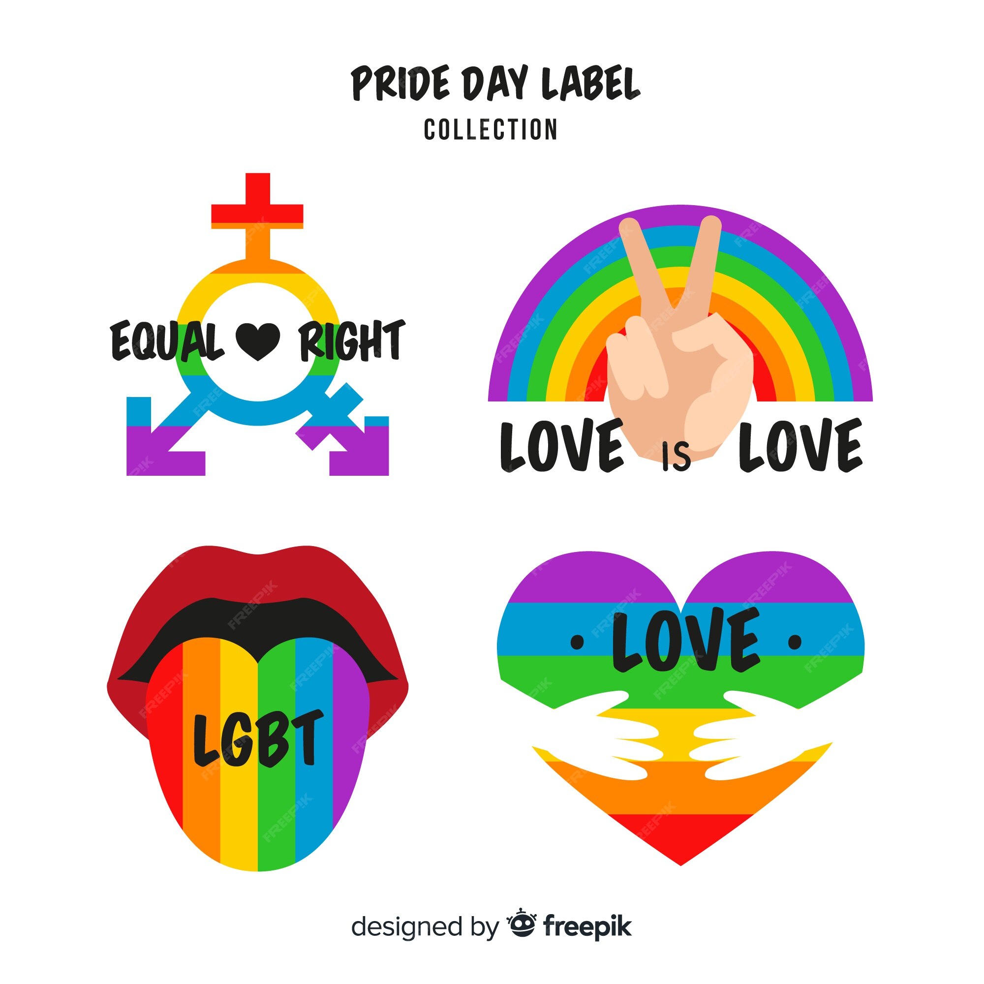 Free Vector | Pride day labels collection