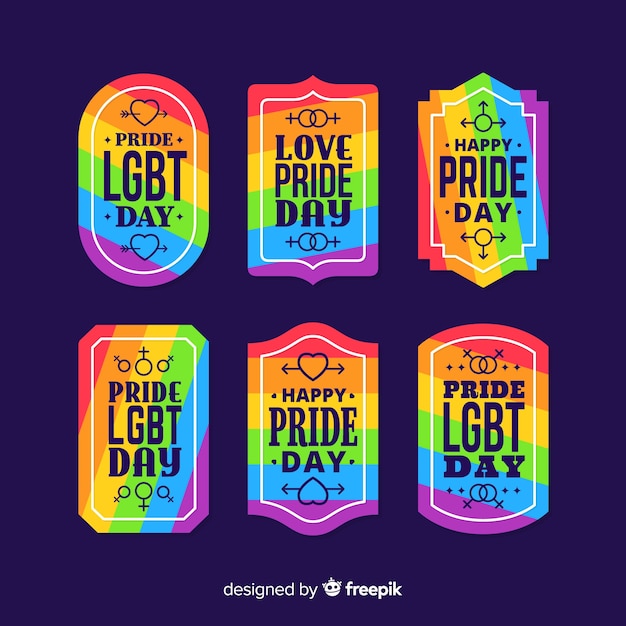 Pride day labels collection Free Vector