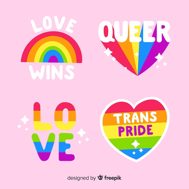 Pride day labels collection Free Vector