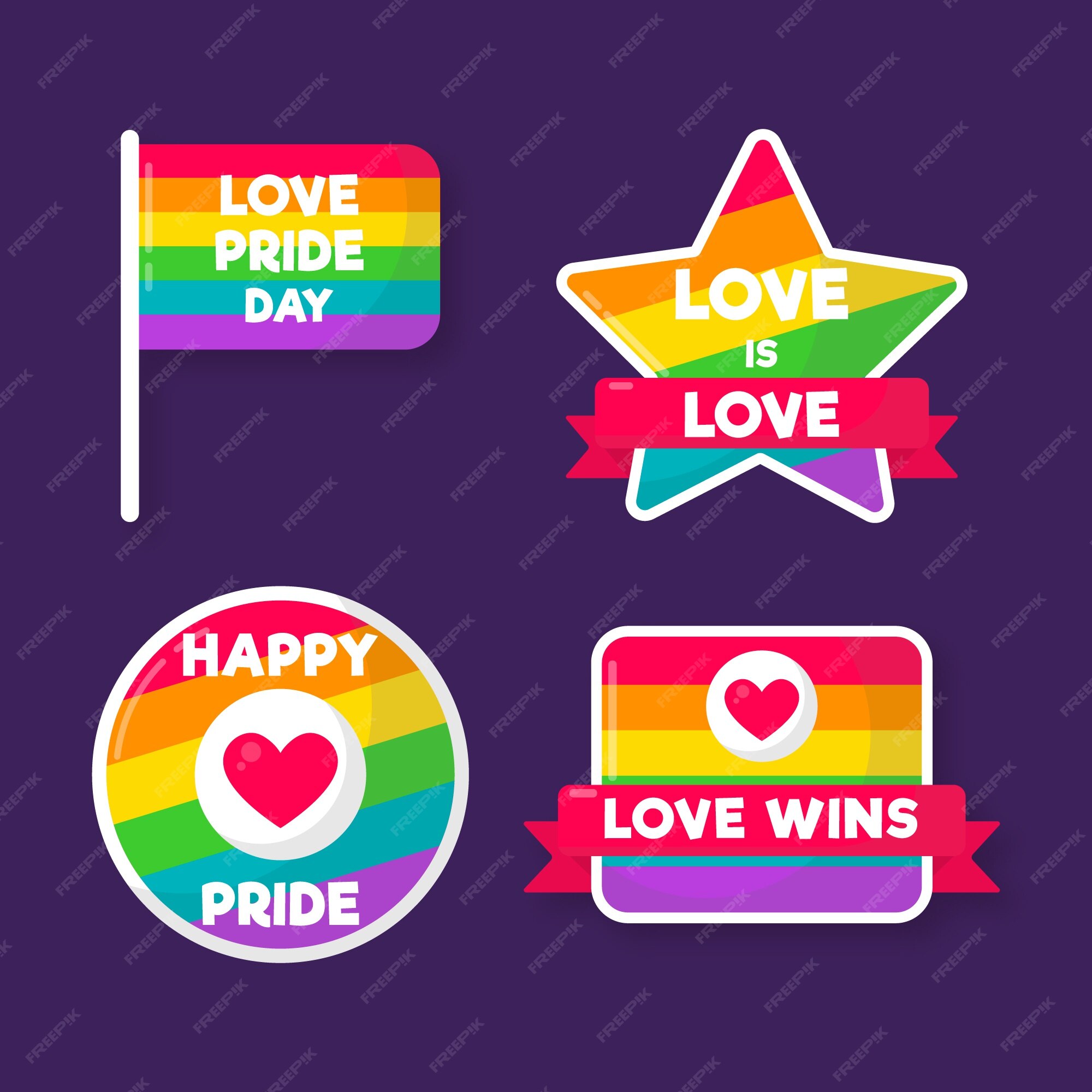 Free Vector | Pride day labels concept