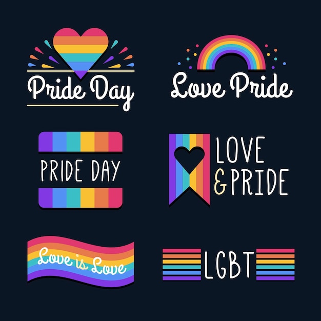 Pride day labels concept | Free Vector