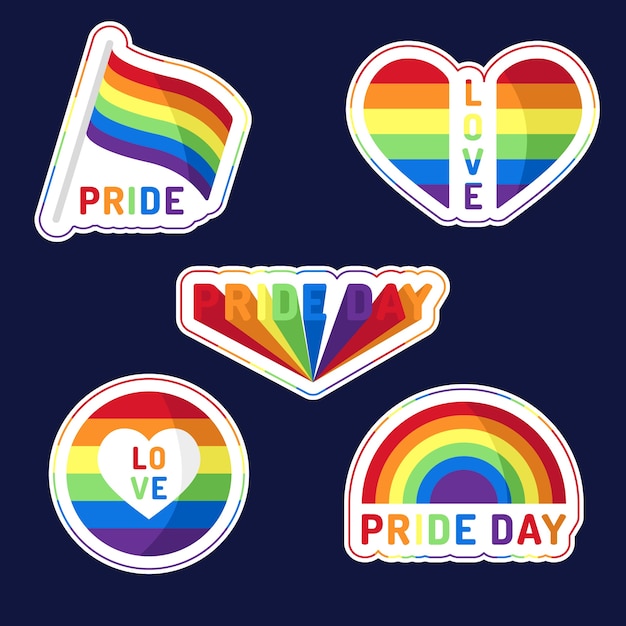 Free Vector | Pride day labels style