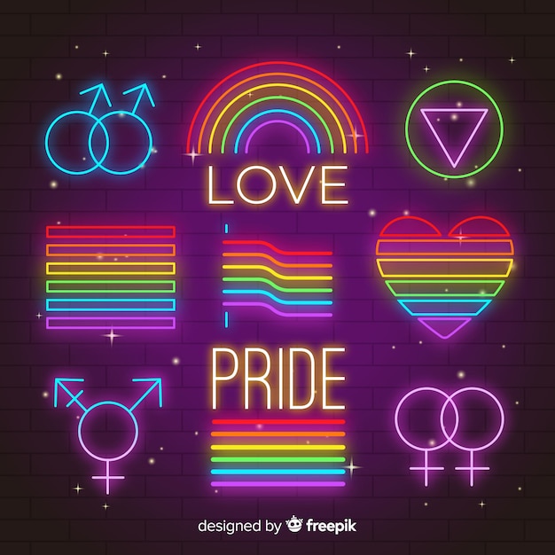 Free Vector Pride Day Neon Sign Collection 3831