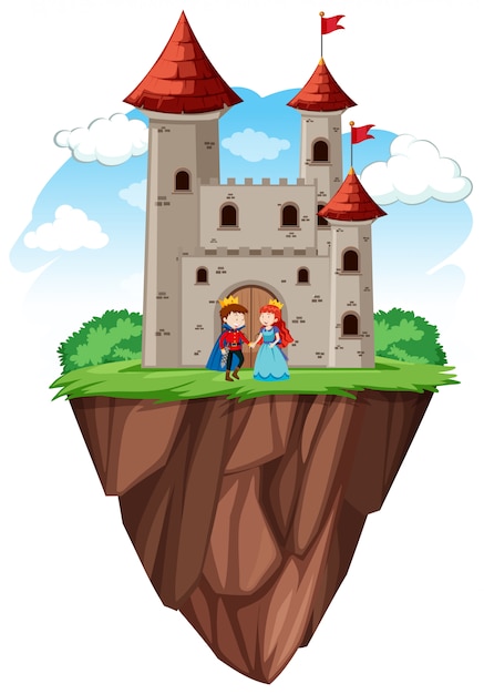 Download Prince and princess at castle | Free Vector