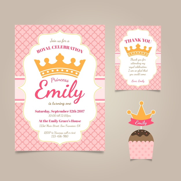 Princess birthday invitation Vector | Free Download