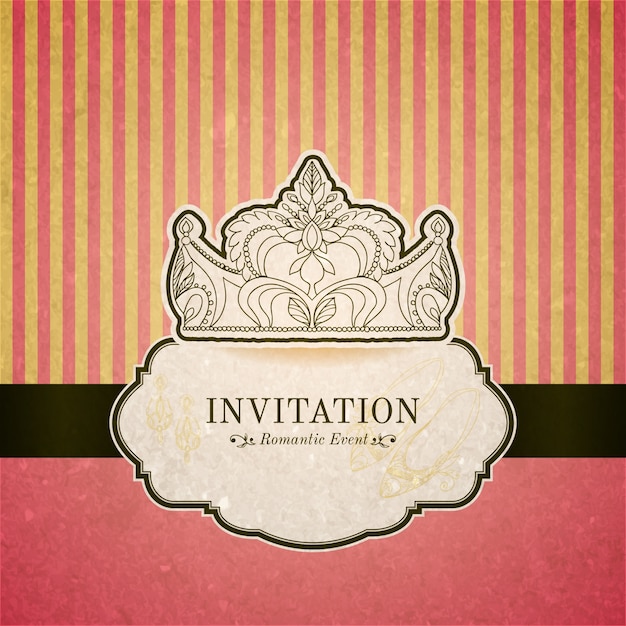 Download Princess invitation card with crown Vector | Free Download