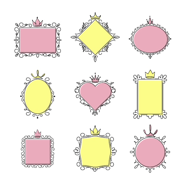 Free Vector | Princess mirror frames set