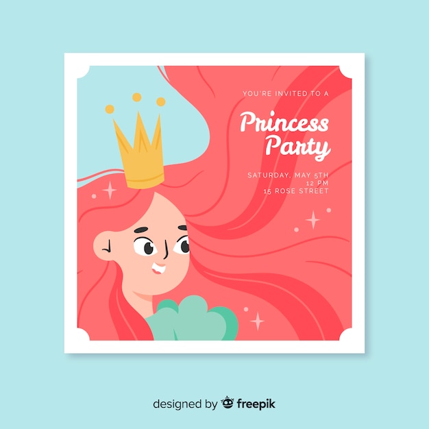 Download Princess party invitation | Free Vector