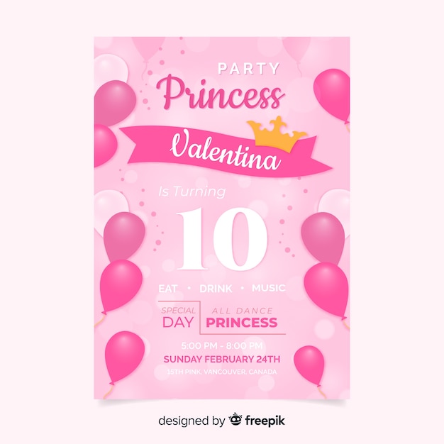 Download Princess party invitation | Free Vector