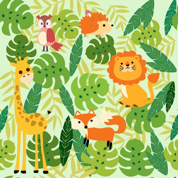 Premium Vector | Print animal jungle pattern