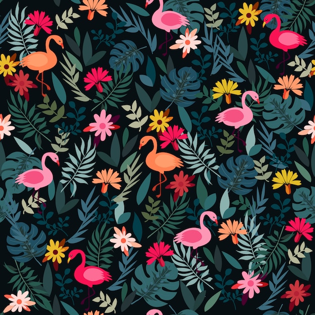 Premium Vector | Print forest flamingo